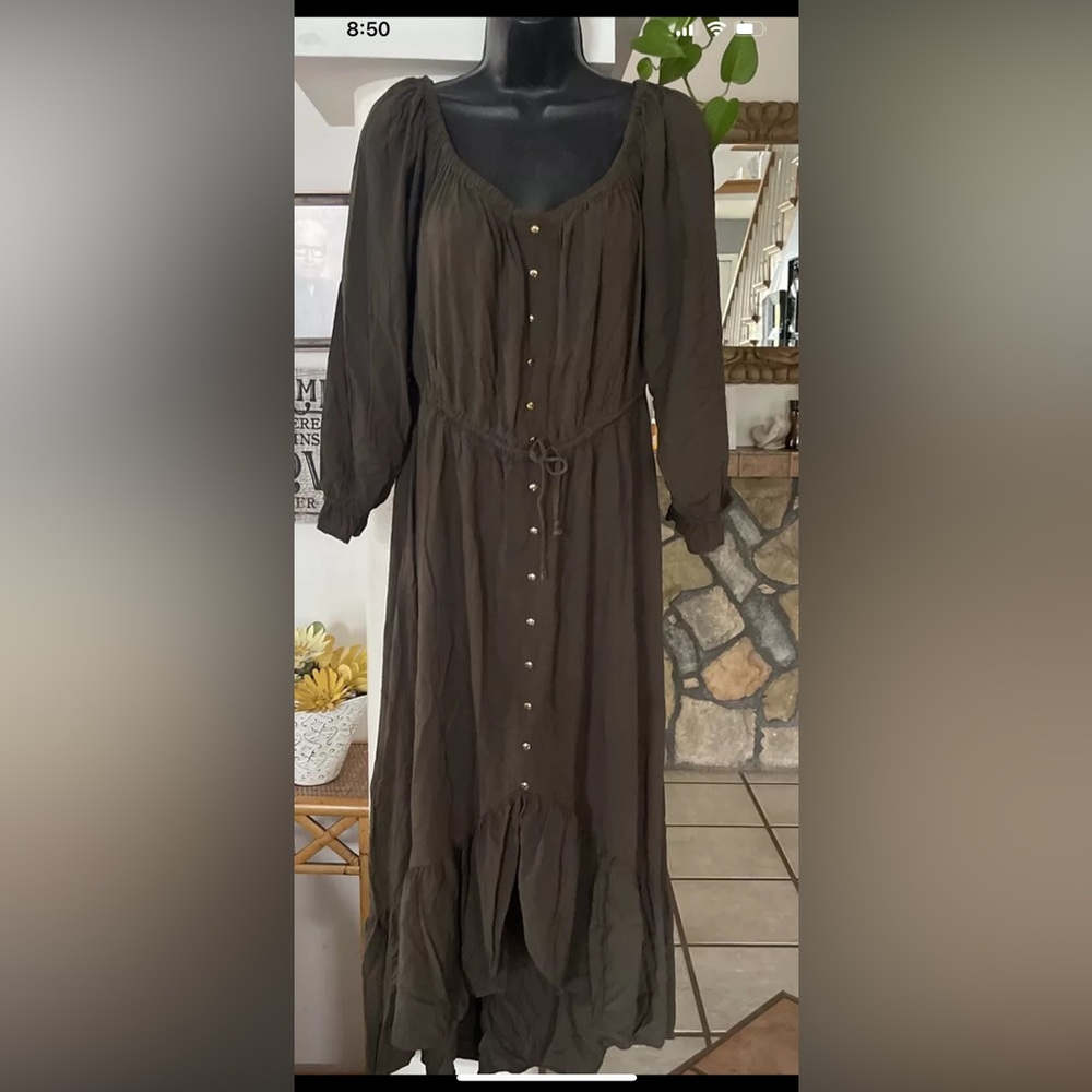 Indigo Rose Olive green short front long back XL dress